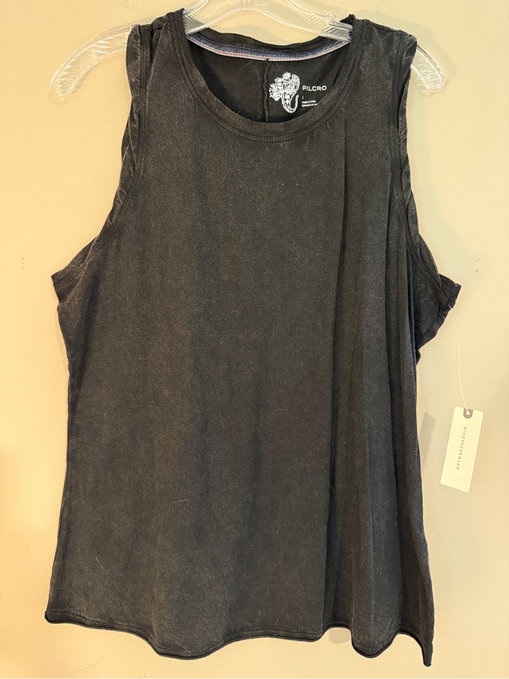 NWT Pilcro Black Washed Muscle Tank Large cotton blend